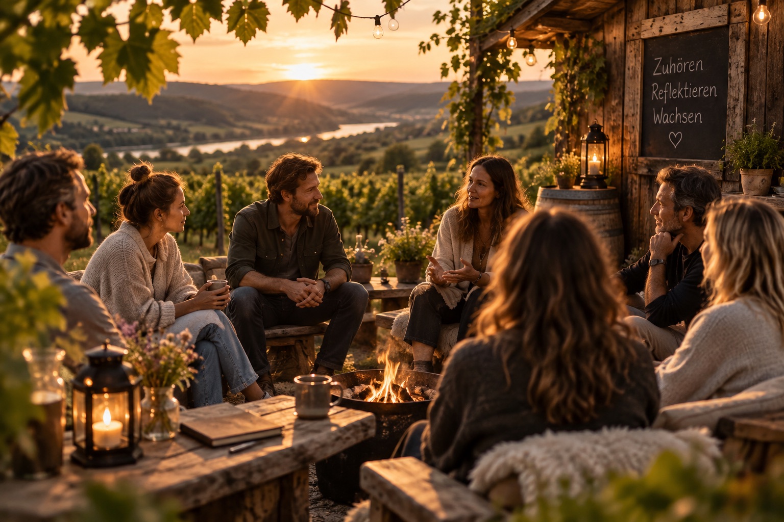 Gruppe am Feuer